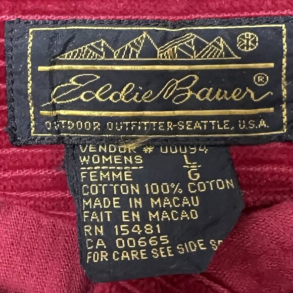 Eddie Bauer Corduroy Shirt Jacket Shacket Women’s Size Large Red Thick Heavy - Picture 6 of 16